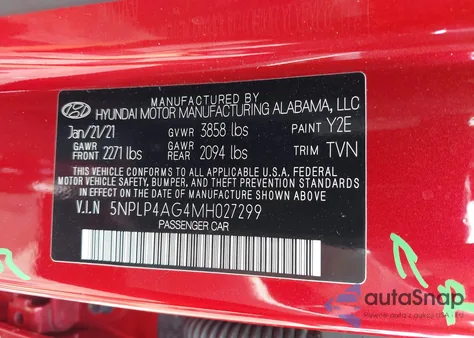 2021 Hyundai Elantra Limited из США, поврежденный, VIN 5NPLP4AG4MH027299